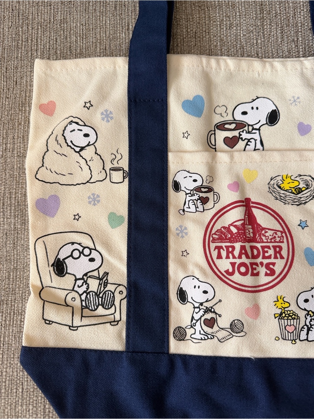 Snoopy Canvas Tote Bag - Navy & Cream - Picture 2 of 7